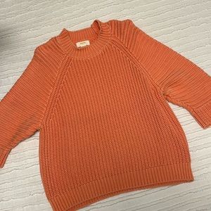 Anthropologie Maeve 3/4 Sleeve Coral Cable Sweater